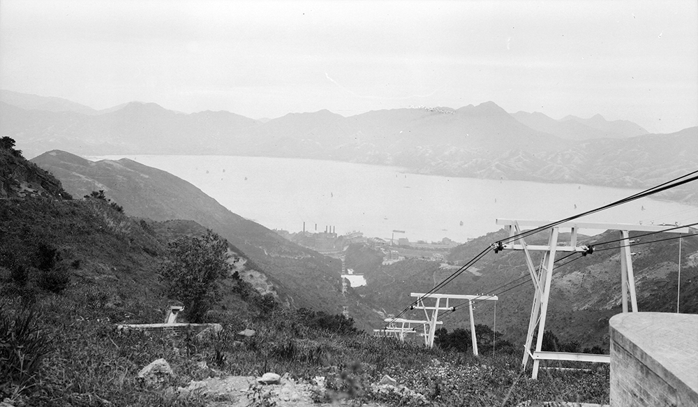 Hong Kong from Mount Parker, with cable car, 1911-12.  Sw17-023.