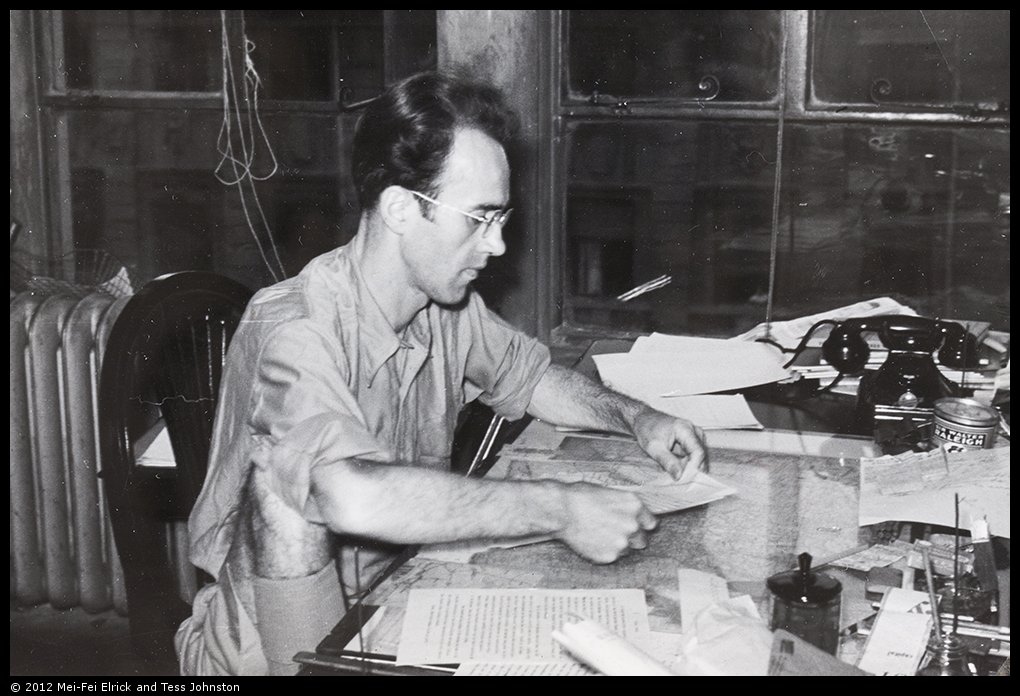 Malcolm Rosholt working at The China Press, summer 1940
