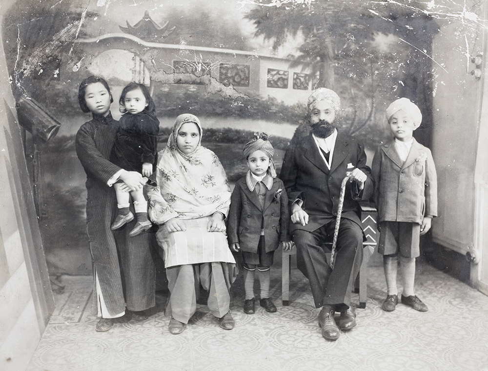 Sangha family group, with amah, 29 November 1936. Photograph by Cardon, Shanghai, 29 November 1939, Ranjit Singh Sangha Collection, Jn-s20.