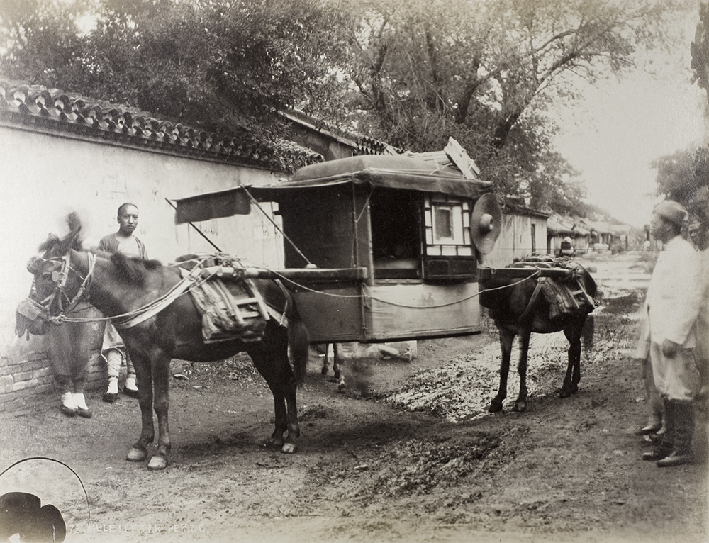 1.Mule litter, Peking, estimated 1870-1890. An unusual example of Thomas Child’s Peking photographs in showing street life.  National Archives Collection, NA01-91  © Crown copyright 2011