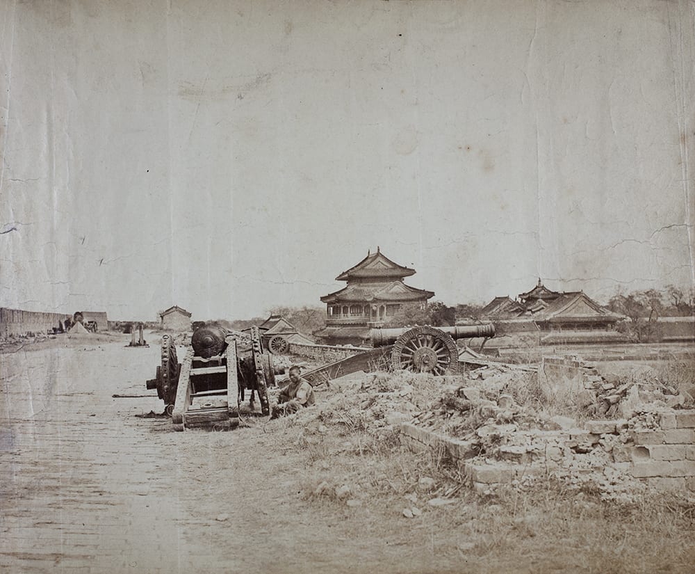 Chinese Artillery on Peking City Walls, October 1860. Photograph by Felice Beato. The 67th (South Hants) Regiment of Foot played a major part in the final stages of the attack on Peking. This photograph is in the Royal Hampshire Regiment Museum’s archives and must have been purchased in the 1860s by someone in the regiment.