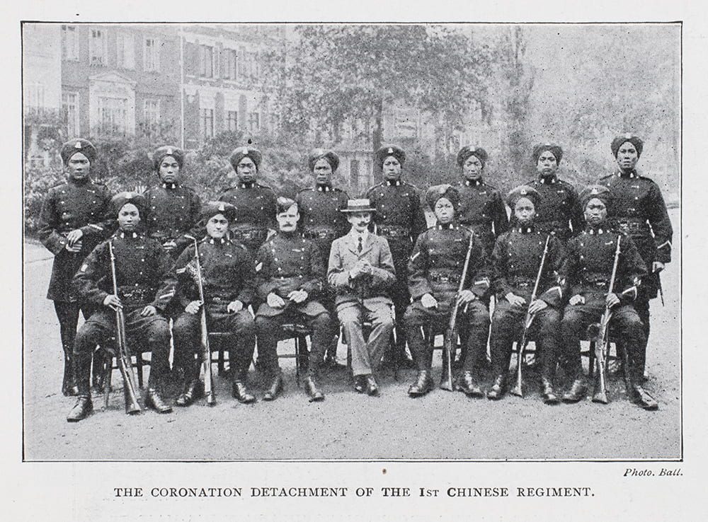 Members of the 1st Chinese Regiment attending the Coronation of King Edward VII, Illustrated London News, 16 August 1902, p.10. 