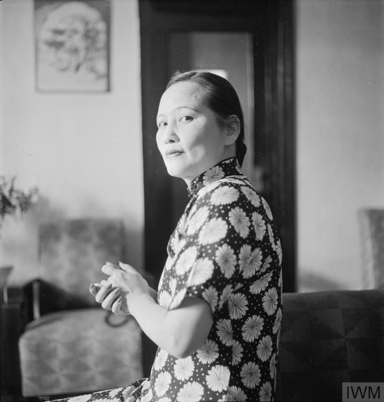 Half length portrait of Madame Sun Yat-sen, in Chongqing. Photograph by Cecil Beaton. © IWM IB 3459C.
