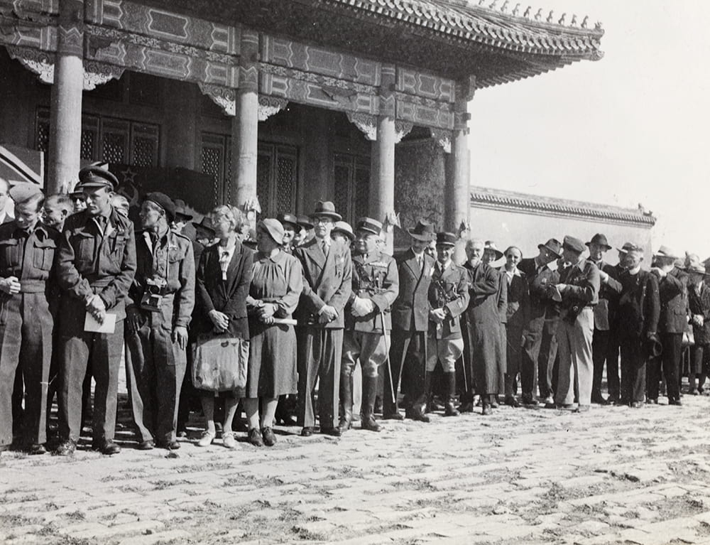 American, French, and British attendees at the Japanese surrender, Beijing. HPC ref: JS04-048.