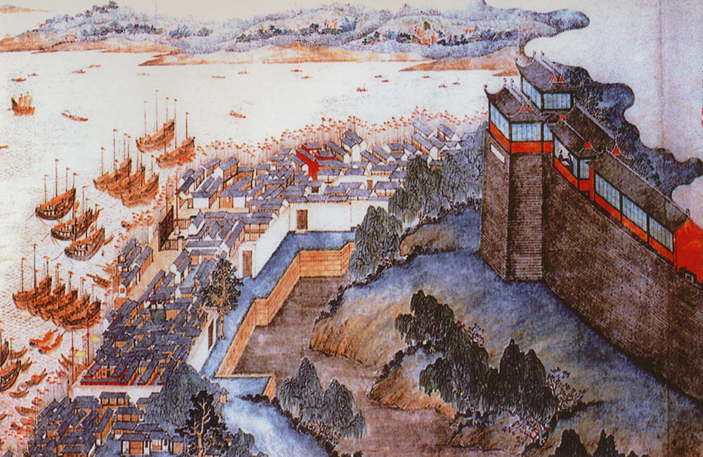 View of the Phoenix Tower (上海丹凤楼胜景图), Shanghai, by Cao Shiting (曹史亭). Source: Shanghai Library Archive.